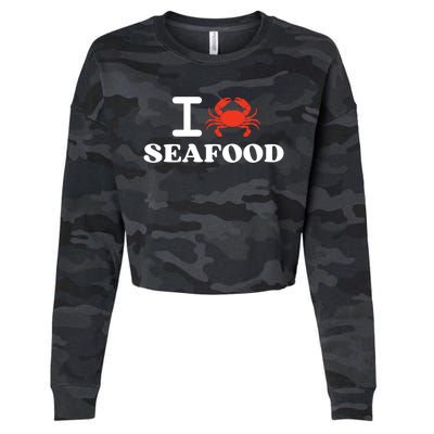 I Love Seafood Crab Shellfish National Seafood Month Gift Cropped Pullover Crew