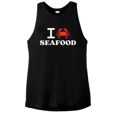 I Love Seafood Crab Shellfish National Seafood Month Gift Ladies PosiCharge Tri-Blend Wicking Tank