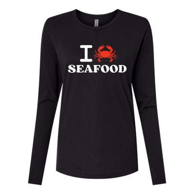 I Love Seafood Crab Shellfish National Seafood Month Gift Womens Cotton Relaxed Long Sleeve T-Shirt