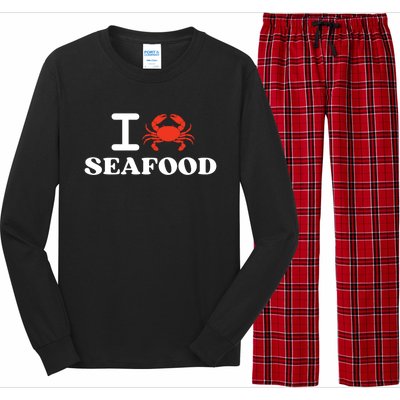 I Love Seafood Crab Shellfish National Seafood Month Gift Long Sleeve Pajama Set