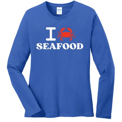 I Love Seafood Crab Shellfish National Seafood Month Gift Ladies Long Sleeve Shirt