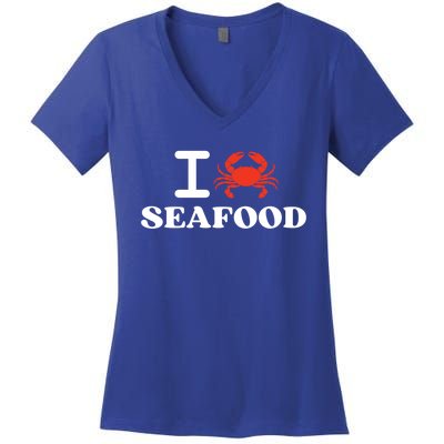 I Love Seafood Crab Shellfish National Seafood Month Gift Women's V-Neck T-Shirt