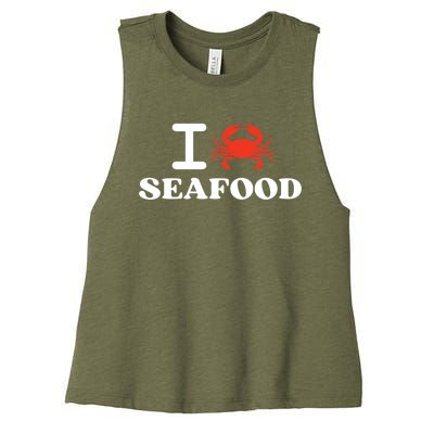 I Love Seafood Crab Shellfish National Seafood Month Gift Women's Racerback Cropped Tank