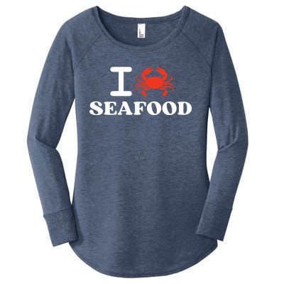 I Love Seafood Crab Shellfish National Seafood Month Gift Women's Perfect Tri Tunic Long Sleeve Shirt