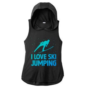 I Love Ski Jumping Winter Sports Ramp Lover SkiJumping Fan Gift Ladies PosiCharge Tri-Blend Wicking Draft Hoodie Tank