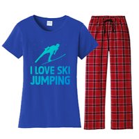 I Love Ski Jumping Winter Sports Ramp Lover SkiJumping Fan Gift Women's Flannel Pajama Set