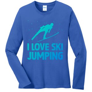 I Love Ski Jumping Winter Sports Ramp Lover SkiJumping Fan Gift Ladies Long Sleeve Shirt