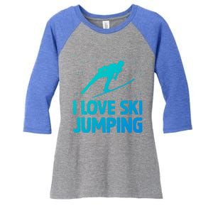 I Love Ski Jumping Winter Sports Ramp Lover SkiJumping Fan Gift Women's Tri-Blend 3/4-Sleeve Raglan Shirt