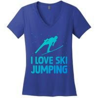 I Love Ski Jumping Winter Sports Ramp Lover SkiJumping Fan Gift Women's V-Neck T-Shirt