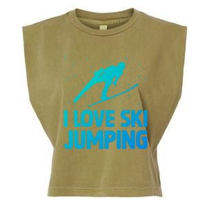 I Love Ski Jumping Winter Sports Ramp Lover SkiJumping Fan Gift Garment-Dyed Women's Muscle Tee