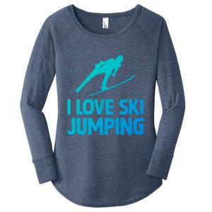 I Love Ski Jumping Winter Sports Ramp Lover SkiJumping Fan Gift Women's Perfect Tri Tunic Long Sleeve Shirt