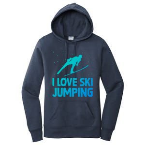 I Love Ski Jumping Winter Sports Ramp Lover SkiJumping Fan Gift Women's Pullover Hoodie