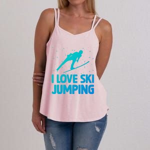 I Love Ski Jumping Winter Sports Ramp Lover SkiJumping Fan Gift Women's Strappy Tank