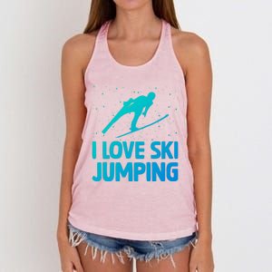 I Love Ski Jumping Winter Sports Ramp Lover SkiJumping Fan Gift Women's Knotted Racerback Tank