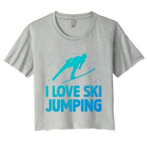 I Love Ski Jumping Winter Sports Ramp Lover SkiJumping Fan Gift Women's Crop Top Tee