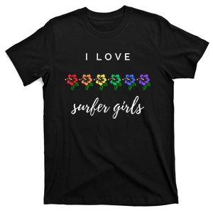 I Love Surfer Pride Rainbow Hibiscus T-Shirt