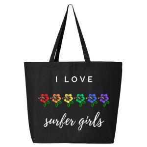 I Love Surfer Pride Rainbow Hibiscus 25L Jumbo Tote