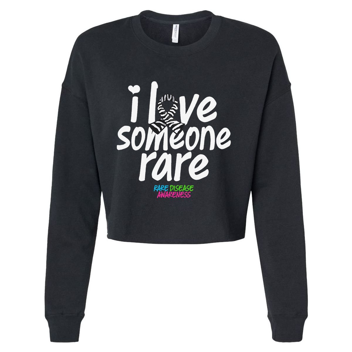I Love Someone Rare Zabra Ribbon Rare Disease Awareness Gift Cropped Pullover Crew