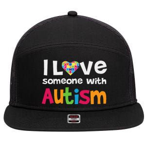 I Love Someone With Autism Awareness 7 Panel Mesh Trucker Snapback Hat