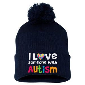 I Love Someone With Autism Awareness Pom Pom 12in Knit Beanie