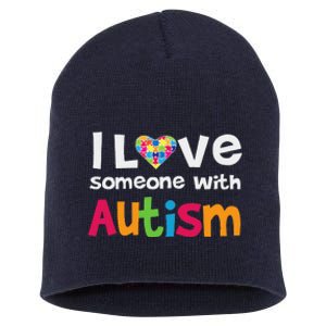 I Love Someone With Autism Awareness Short Acrylic Beanie