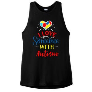 I Love Someone With Autism Autism Support Ladies PosiCharge Tri-Blend Wicking Tank