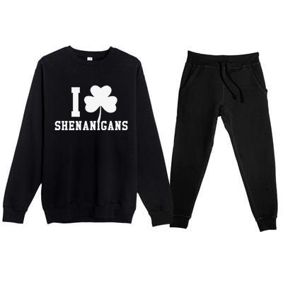 I LOVE Shenanigans Shamrock Saint Patrick's Day Premium Crewneck Sweatsuit Set