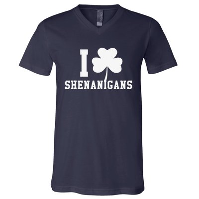 I LOVE Shenanigans Shamrock Saint Patrick's Day V-Neck T-Shirt