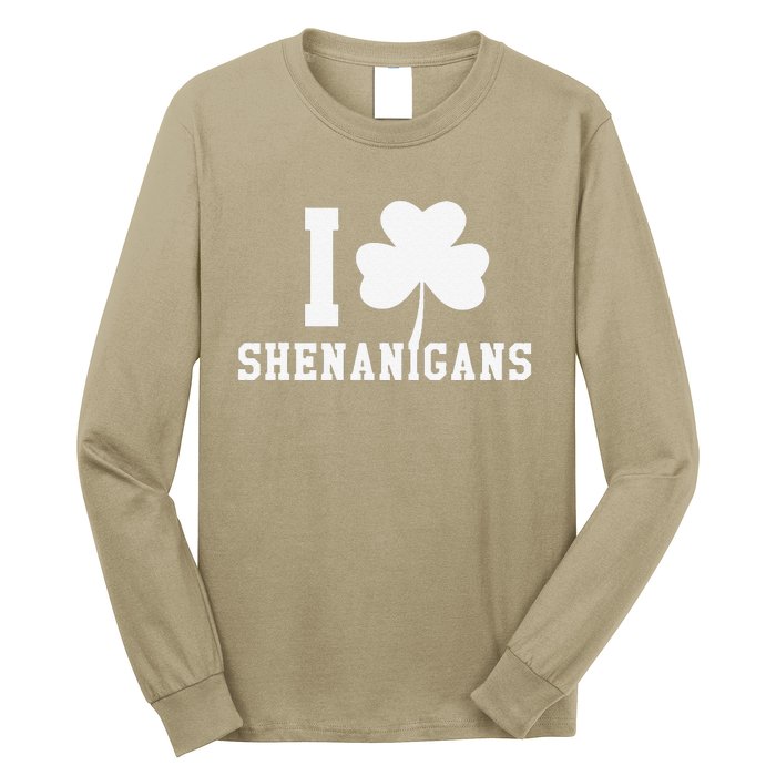 I LOVE Shenanigans Shamrock Saint Patrick's Day Long Sleeve Shirt