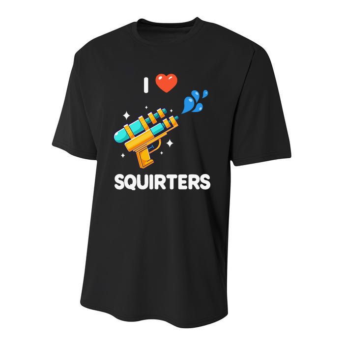 I Love Squirters Youth Performance Sprint T-Shirt