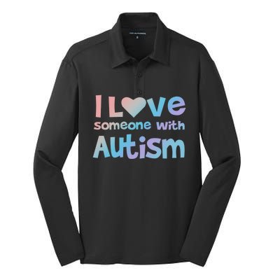 I Love Someone With Autism Awareness Colorful Cute Gift Silk Touch Performance Long Sleeve Polo