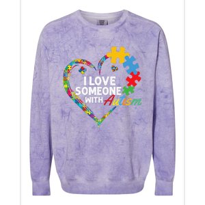 I Love Someone With Autism Heart Puzzle Colorblast Crewneck Sweatshirt