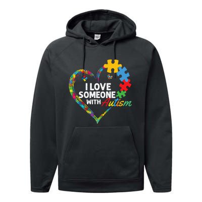 I Love Someone With Autism Heart Puzzle Performance Fleece Hoodie