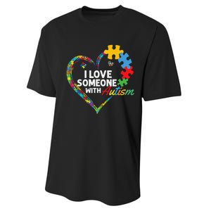 I Love Someone With Autism Heart Puzzle Performance Sprint T-Shirt