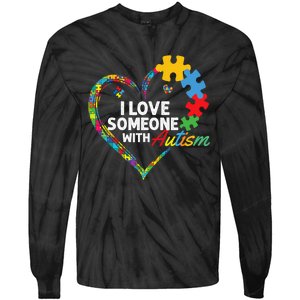 I Love Someone With Autism Heart Puzzle Tie-Dye Long Sleeve Shirt