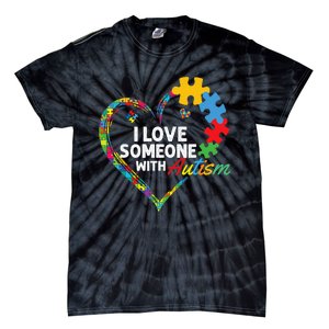 I Love Someone With Autism Heart Puzzle Tie-Dye T-Shirt