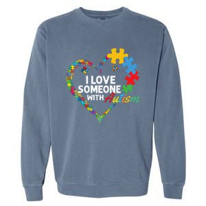 I Love Someone With Autism Heart Puzzle Garment-Dyed Sweatshirt