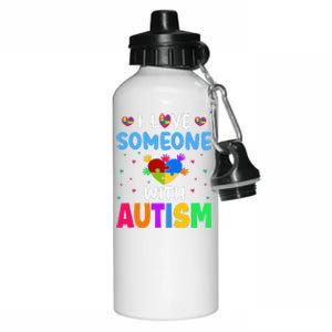 I Love Someone With Autism Gift Aluminum Water Bottle