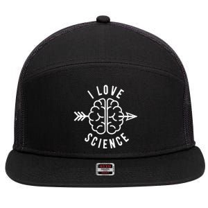 I Love Science Brain 7 Panel Mesh Trucker Snapback Hat