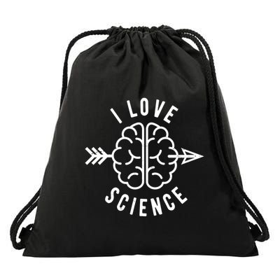 I Love Science Brain Drawstring Bag