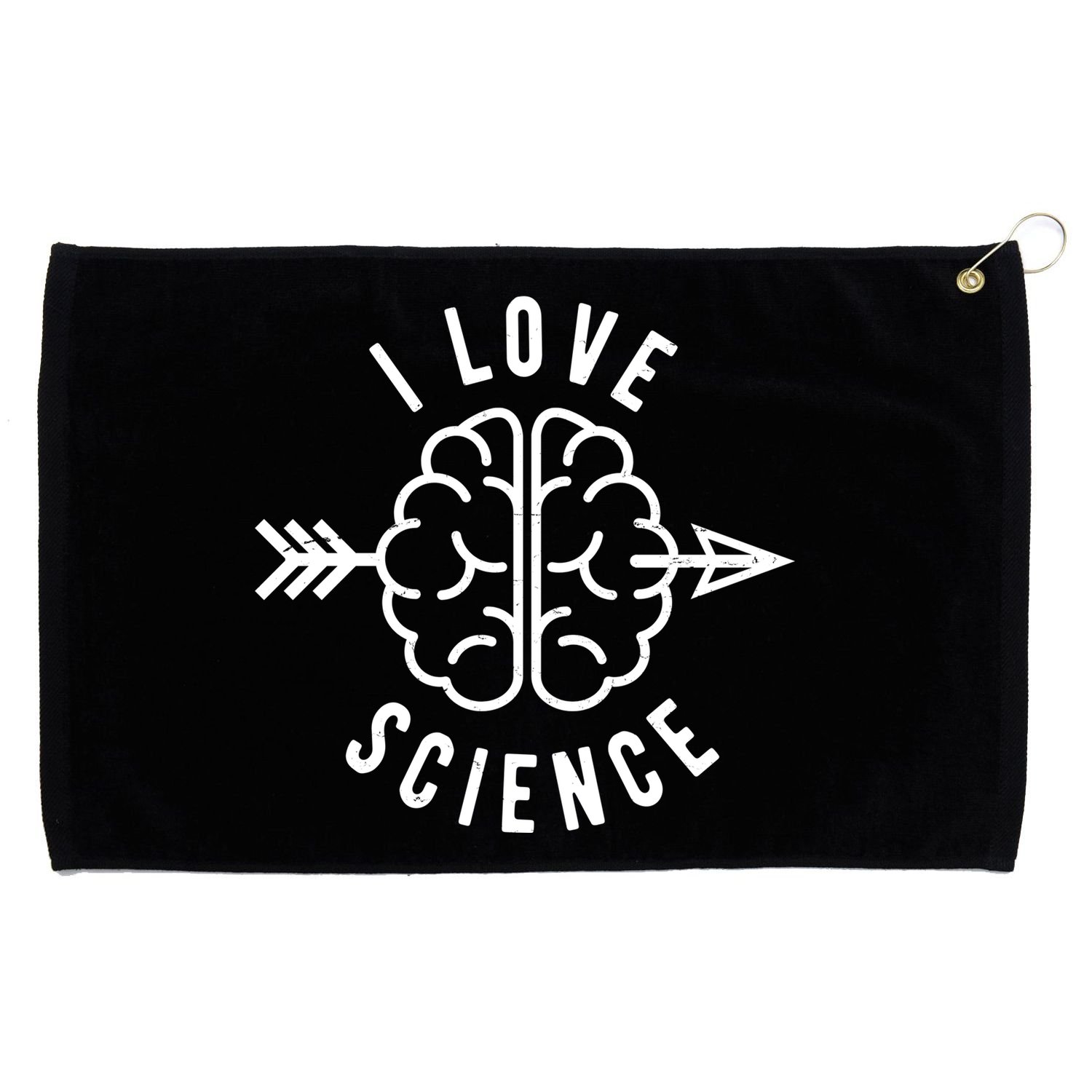 I Love Science Brain Grommeted Golf Towel