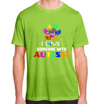 I Love Someone With Autism Awareness Graphic With Hands Gift Adult ChromaSoft Performance T-Shirt