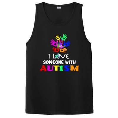 I Love Someone With Autism Awareness Graphic With Hands Gift PosiCharge Competitor Tank