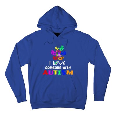 I Love Someone With Autism Awareness Graphic With Hands Gift Hoodie