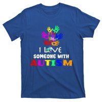 I Love Someone With Autism Awareness Graphic With Hands Gift T-Shirt