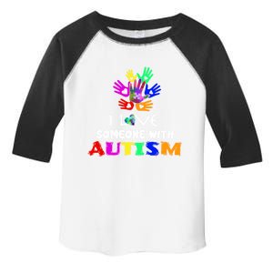 I Love Someone With Autism Awareness Graphic With Hands Gift Toddler Fine Jersey T-Shirt