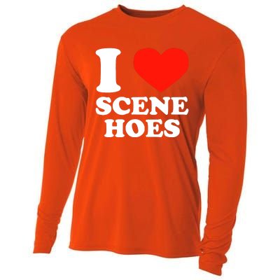 I Love Scene Hoes Funny Heart Hip Hop Cool Sarcastic Humor Cooling Performance Long Sleeve Crew