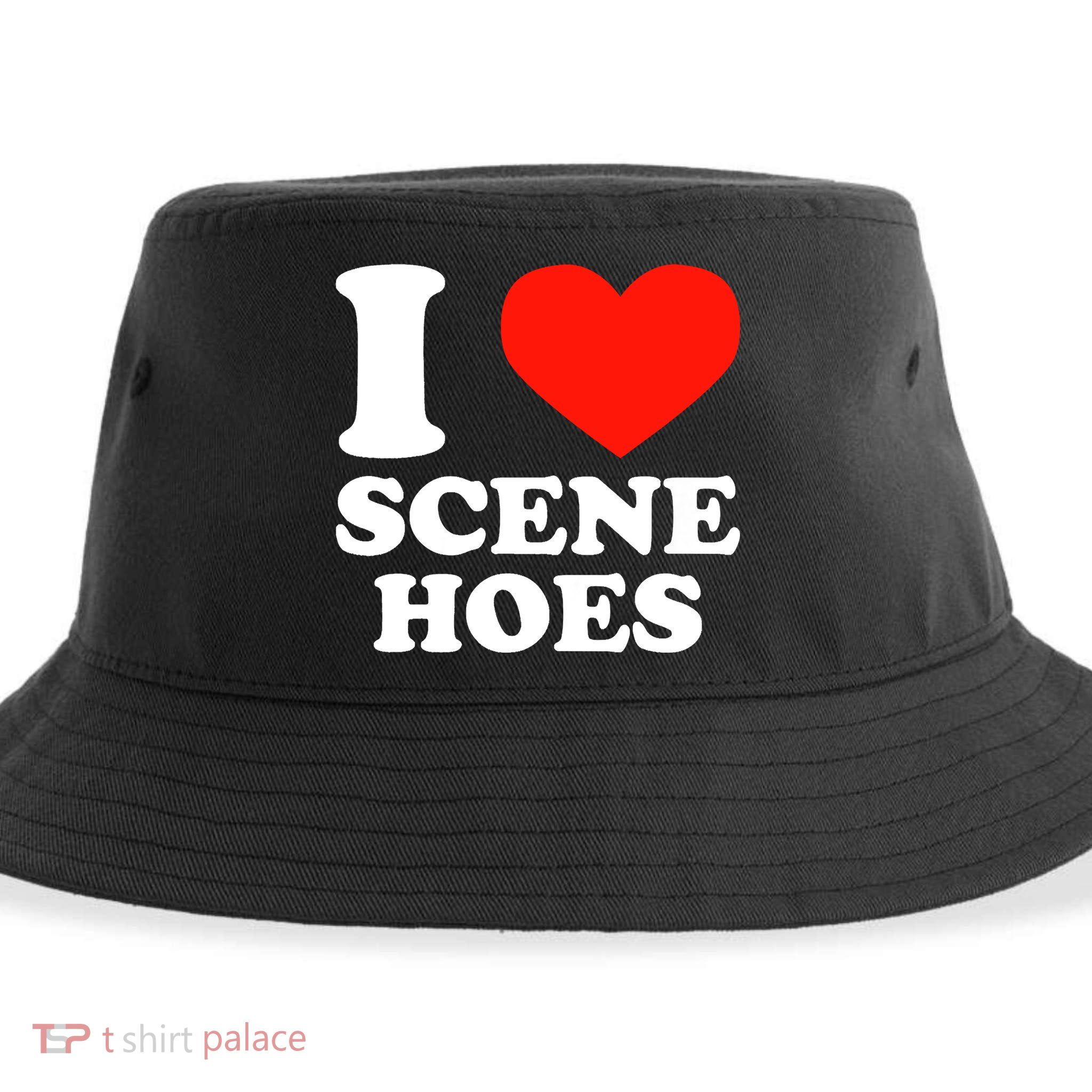 I Love Scene Hoes Funny Heart Hip Hop Cool Sarcastic Humor Sustainable Bucket Hat
