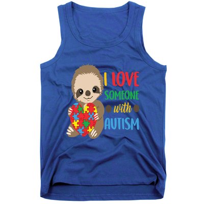 I Love Someone With Autism Cute Sloth Autistic Cool Gift Tank Top