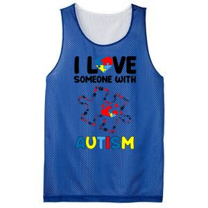 I Love Someone With Autism Puzzle Piece Hearts Autism Mom Gift Mesh Reversible Basketball Jersey Tank